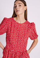 NORR Sabby SS Dress Red Flower AOP - hvittrad.no