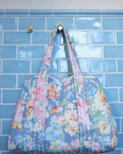 byTiMo Tote Bag Linen Blue Floral - hvittrad.no