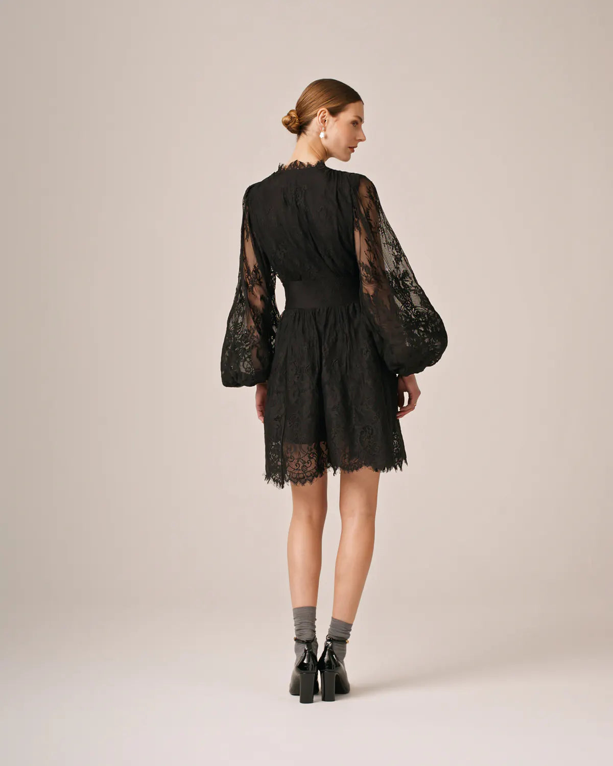 Lace V-Neck Dress Black