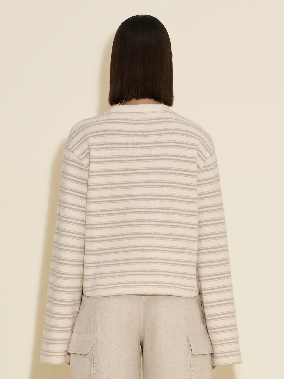 Holzweiler Street Striped Long Sleeve Beige Mix - hvittrad.no