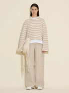 Holzweiler Street Striped Long Sleeve Beige Mix - hvittrad.no