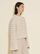 Holzweiler Street Striped Long Sleeve Beige Mix - hvittrad.no