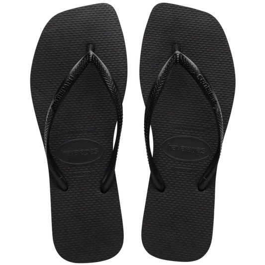 Slim Square Flip Flops Black