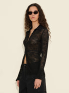 Holzweiler Lace Knit Shirt Black - hvittrad.no