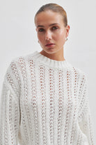 Second Female Shefali Knit O-Neck Snow White - hvittrad.no