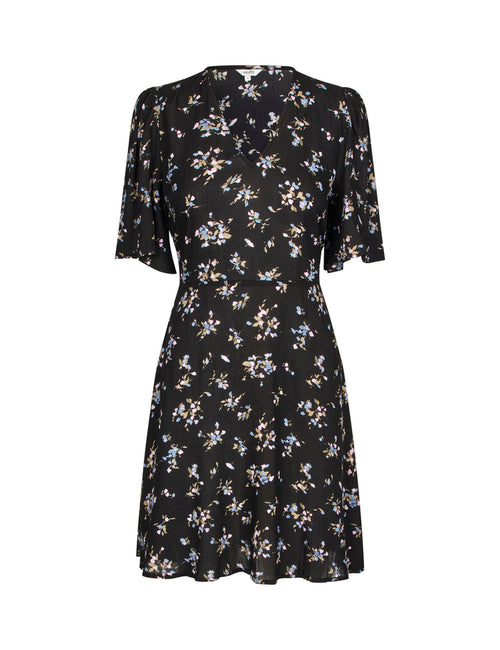 Melika-V-M Dress Black Revana Print