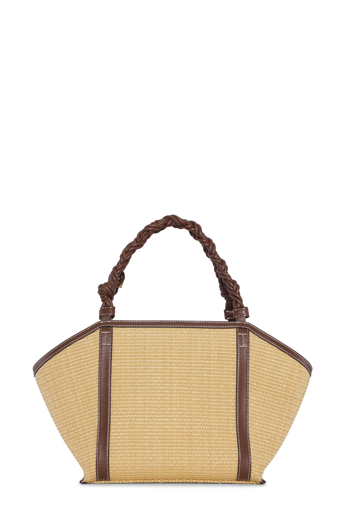 Ganni Bou Medium Tote Raffia Nature - hvittrad.no