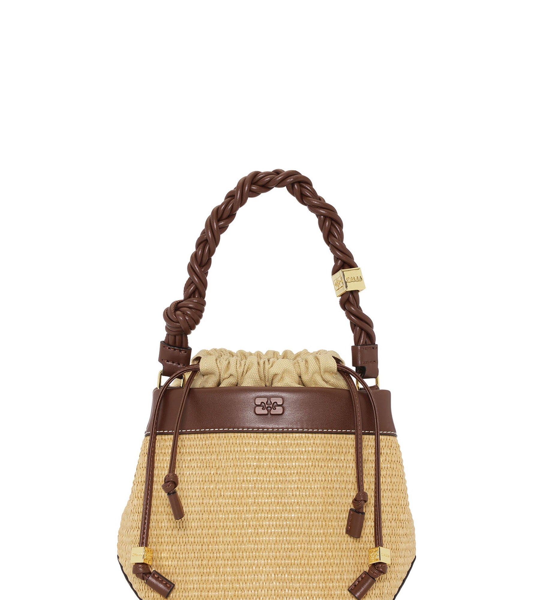 Ganni Ganni Bou Bucket Bag Raffia Nature - hvittrad.no