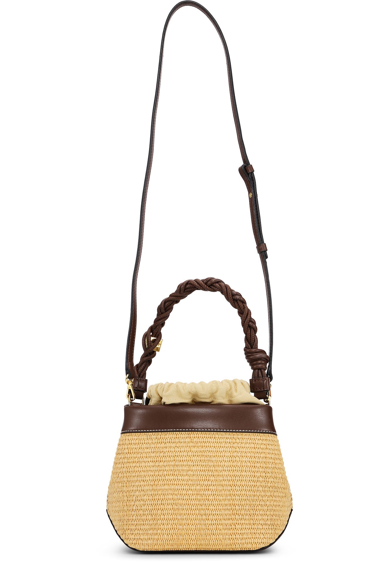 Ganni Ganni Bou Bucket Bag Raffia Nature - hvittrad.no