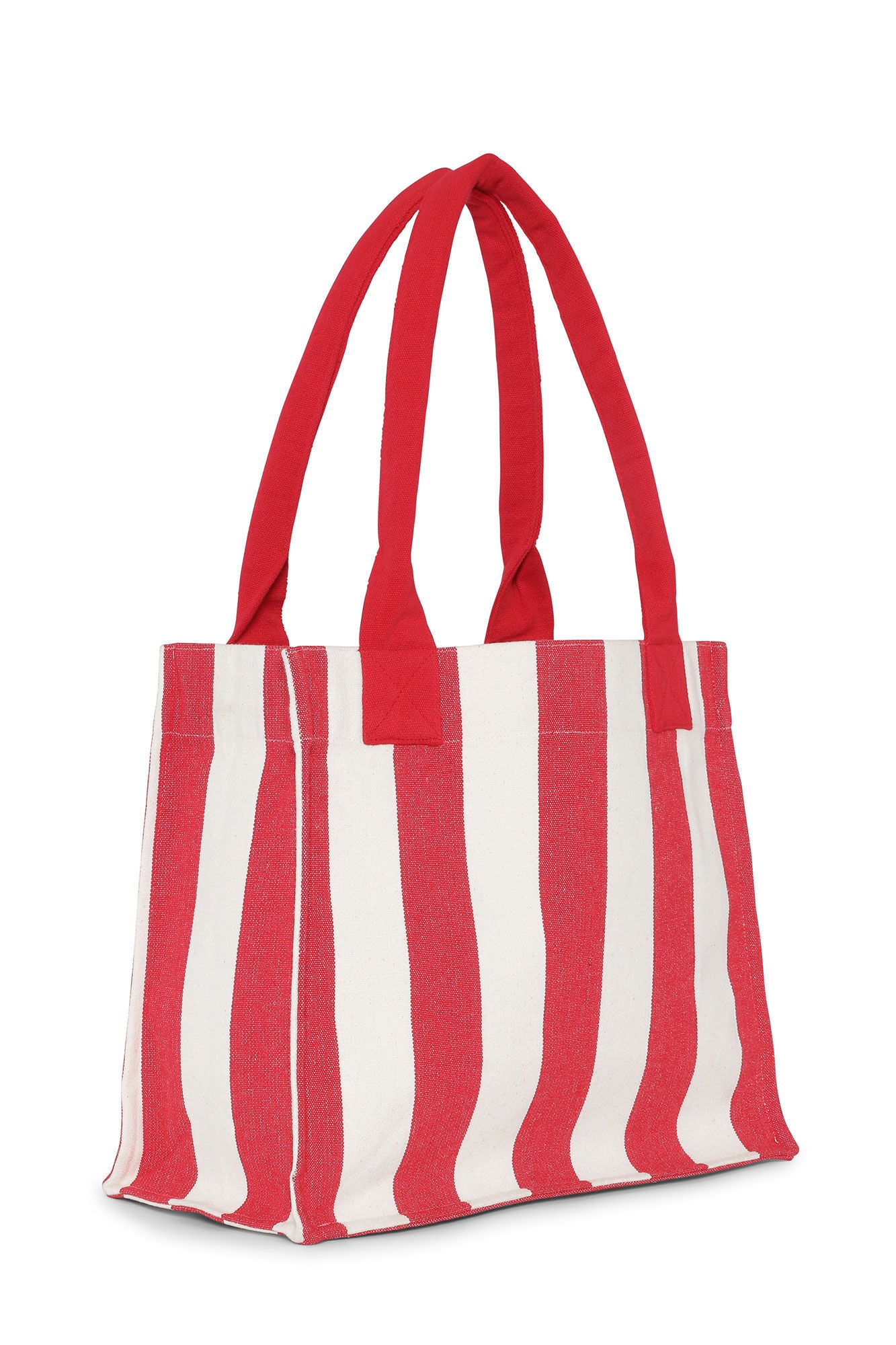 Ganni Large Easy Shopper Stripes Barbados Cherry - hvittrad.no