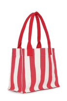 Ganni Large Easy Shopper Stripes Barbados Cherry - hvittrad.no