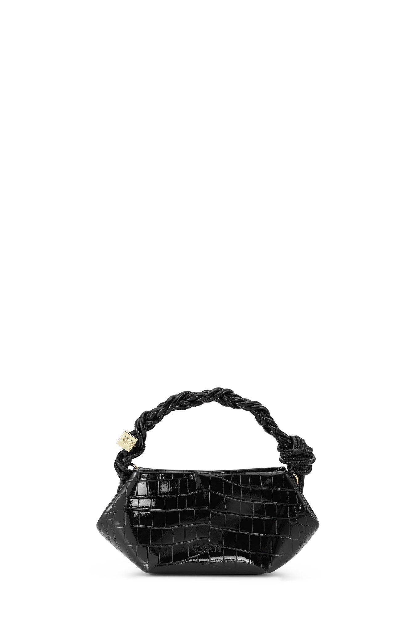 GANNI Ganni Bou Bag Mini Patent Croco Black - hvittrad.no