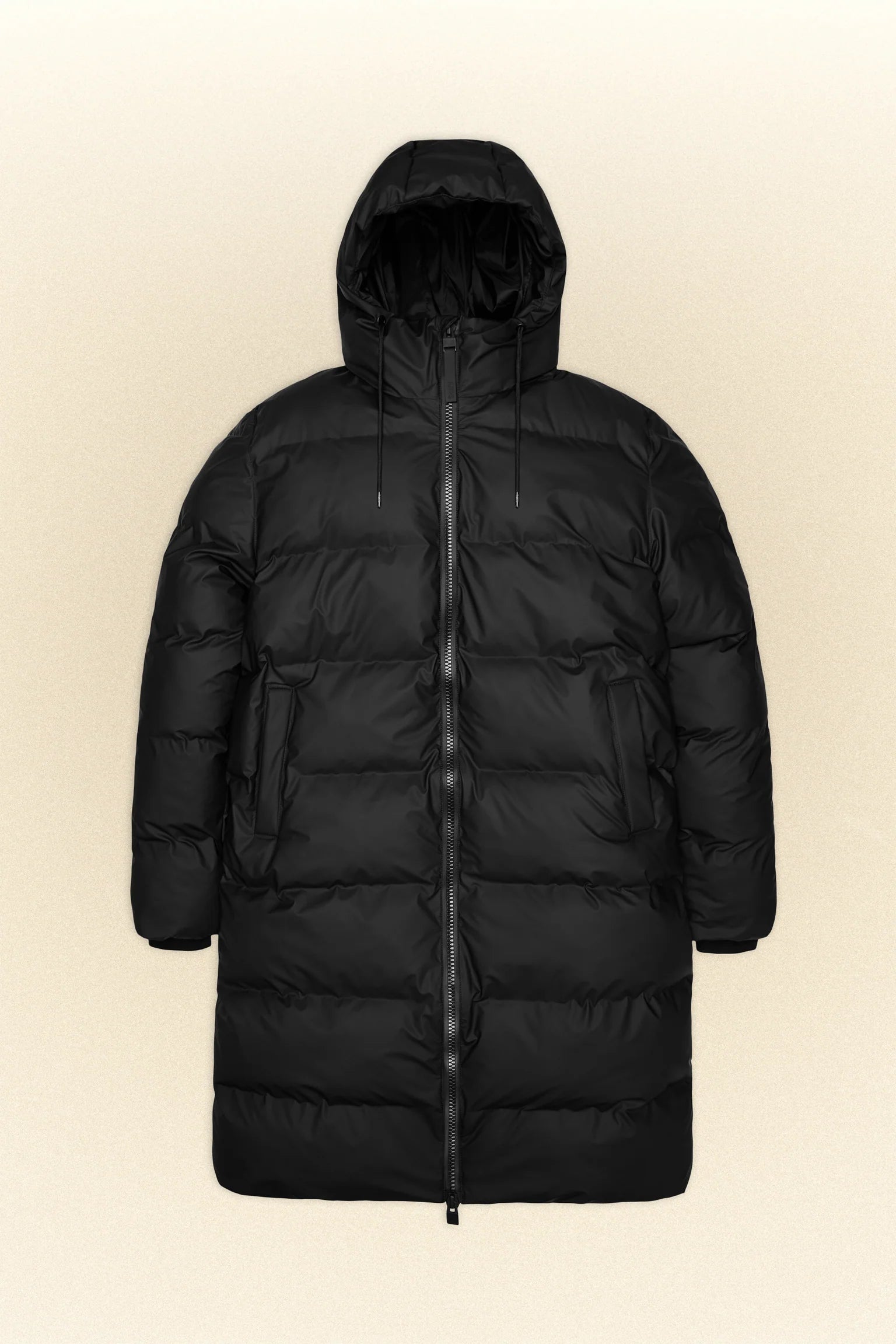 Rains Alta Long Puffer Jacket W3T4 Black - hvittrad.no