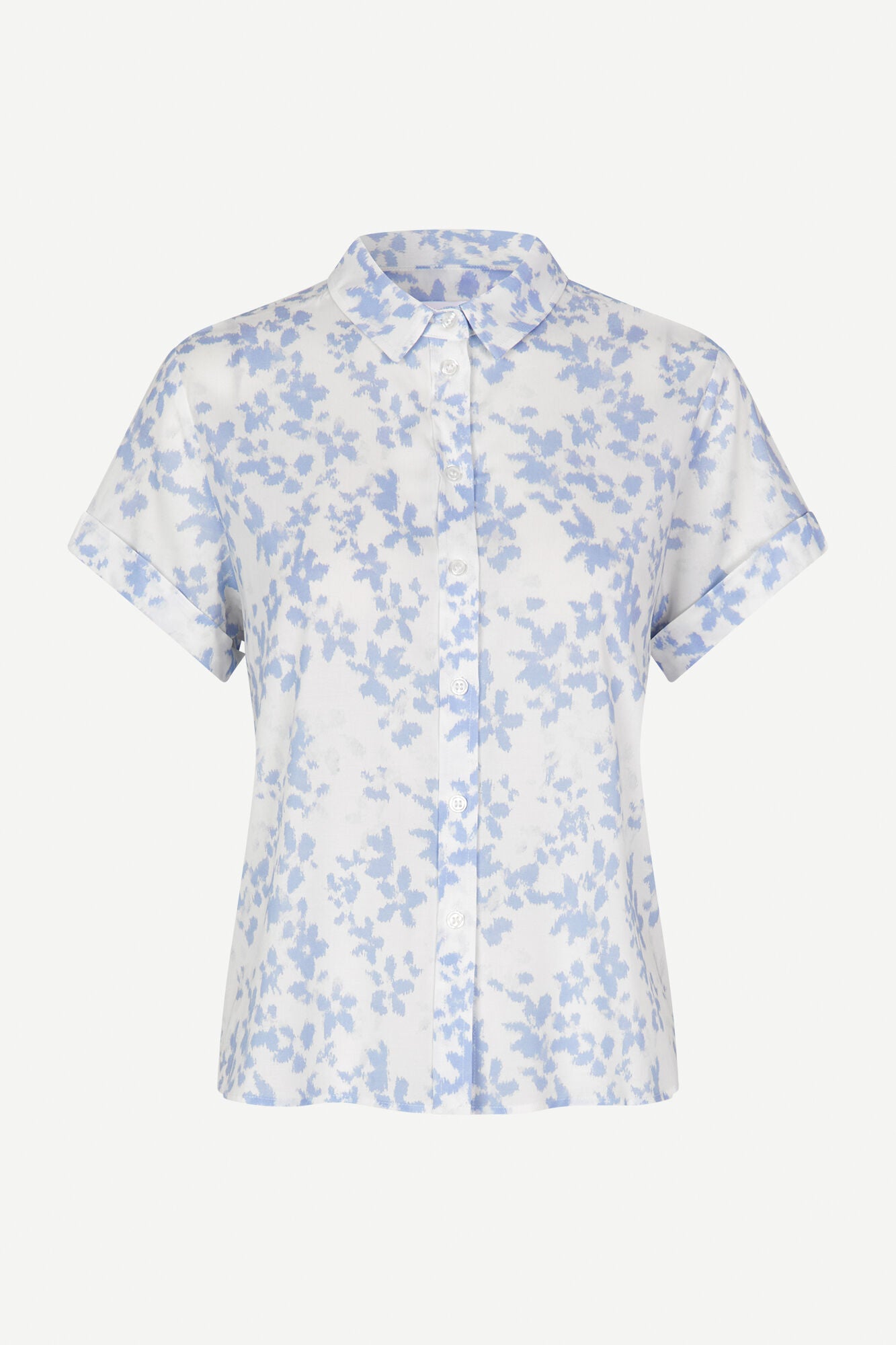 Samsøe Samsøe Majan SS Shirt 9942 Meadow Light Blue - hvittrad.no