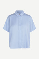 Samsøe Samsøe Mina SS Shirt 14028 Blue Heron - hvittrad.no