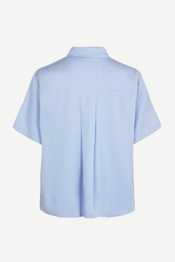 Samsøe Samsøe Mina SS Shirt 14028 Blue Heron - hvittrad.no