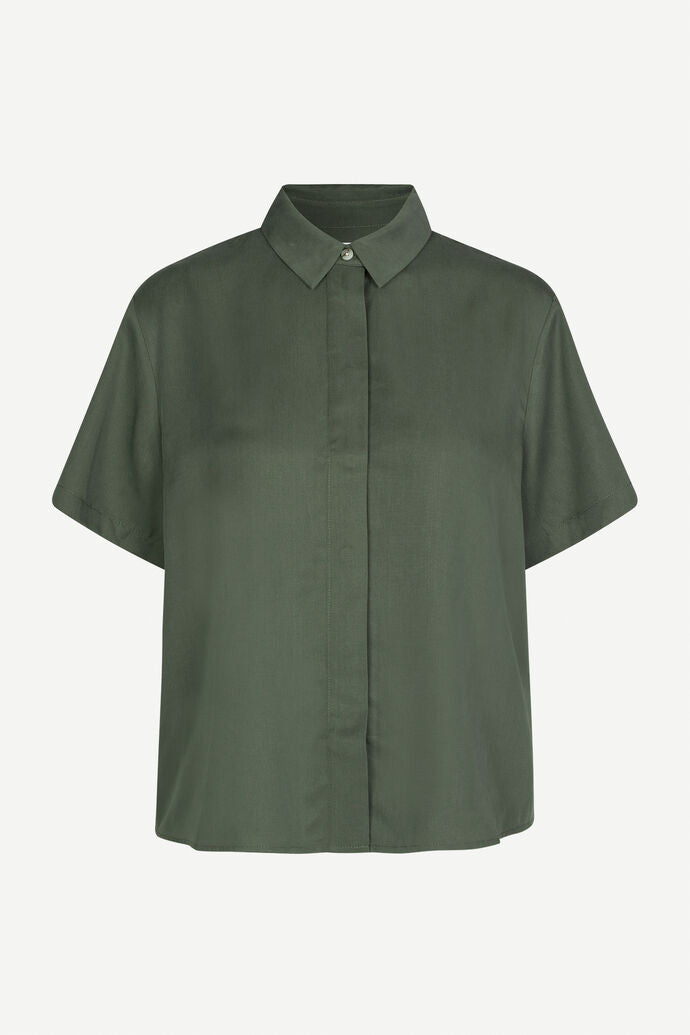 Samsøe Samsøe Mina SS Shirt 14028 Dusty Olive - hvittrad.no