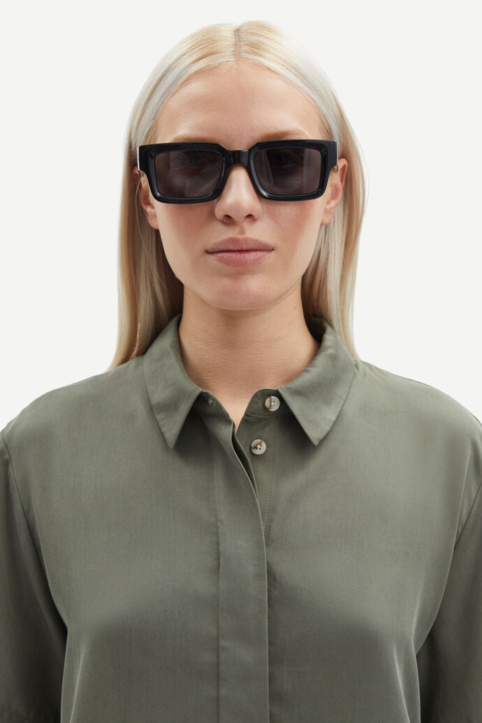 Samsøe Samsøe Mina SS Shirt 14028 Dusty Olive - hvittrad.no