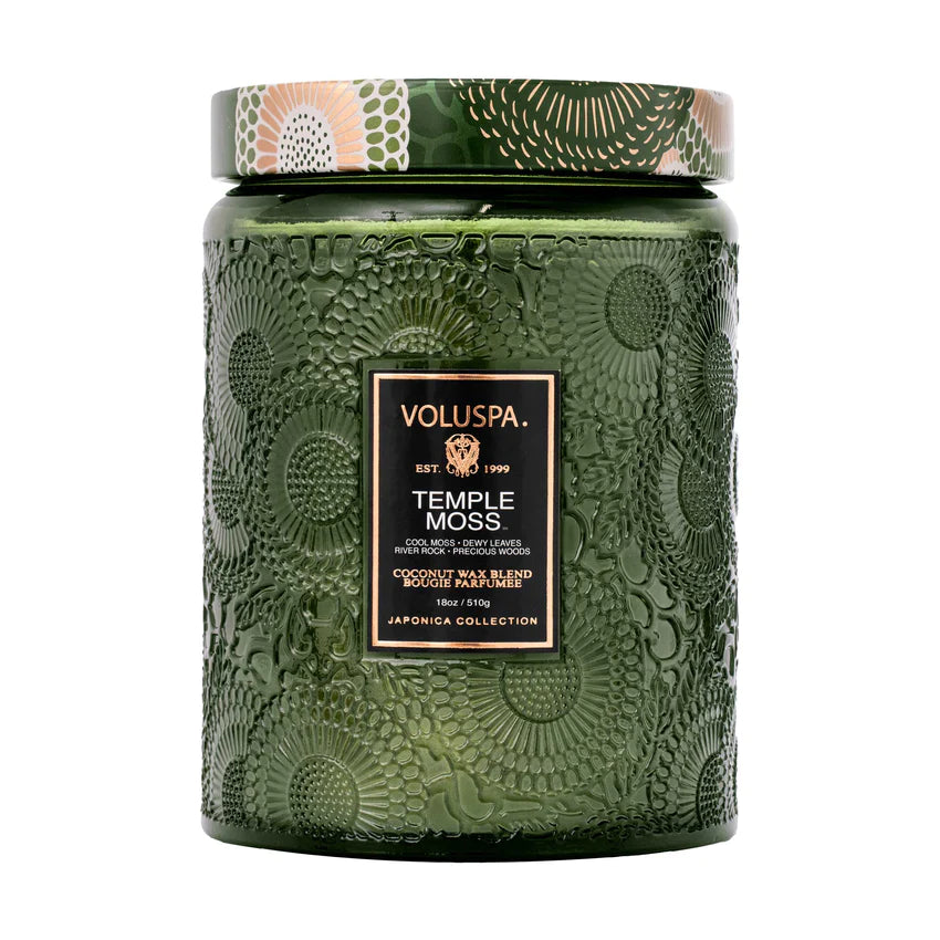 Voluspa Large Jar Candle - Temple Moss 510g - hvittrad.no