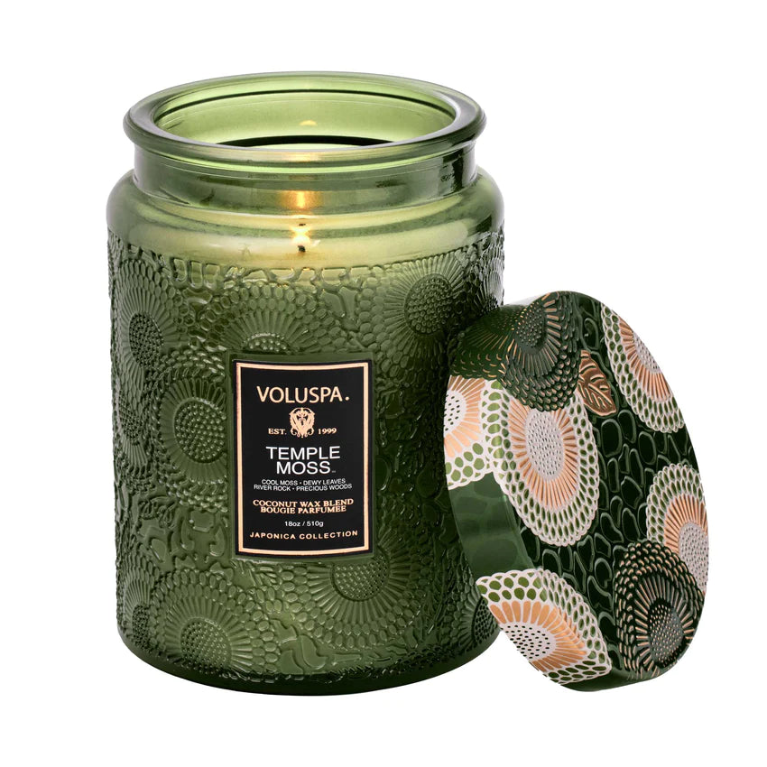 Voluspa Large Jar Candle - Temple Moss 510g - hvittrad.no