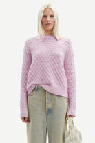 Samsøe Samsøe Saanour Pointelle Sweater 7355 Lilac Snow - hvittrad.no