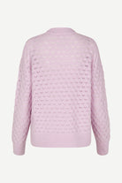 Samsøe Samsøe Saanour Pointelle Sweater 7355 Lilac Snow - hvittrad.no