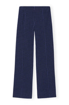 Ganni Stretch Seersucker Cropped Pants Deep Cobalt - hvittrad.no