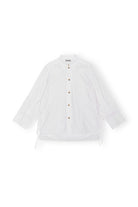 Ganni Tonal Stripe Oversized Shirt Bright White - hvittrad.no