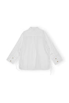 Ganni Tonal Stripe Oversized Shirt Bright White - hvittrad.no