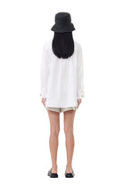 Ganni Tonal Stripe Oversized Shirt Bright White - hvittrad.no