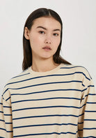 NORR Giva LS Tee Navy Stripe - hvittrad.no