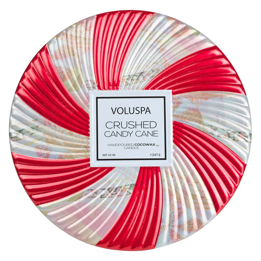 Voluspa3 Wick Tin Candle - Cruched Candy Cane 340g - hvittrad.no