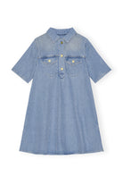 Ganni Heavy Denim Mini Dress Tint Wash - hvittrad.no