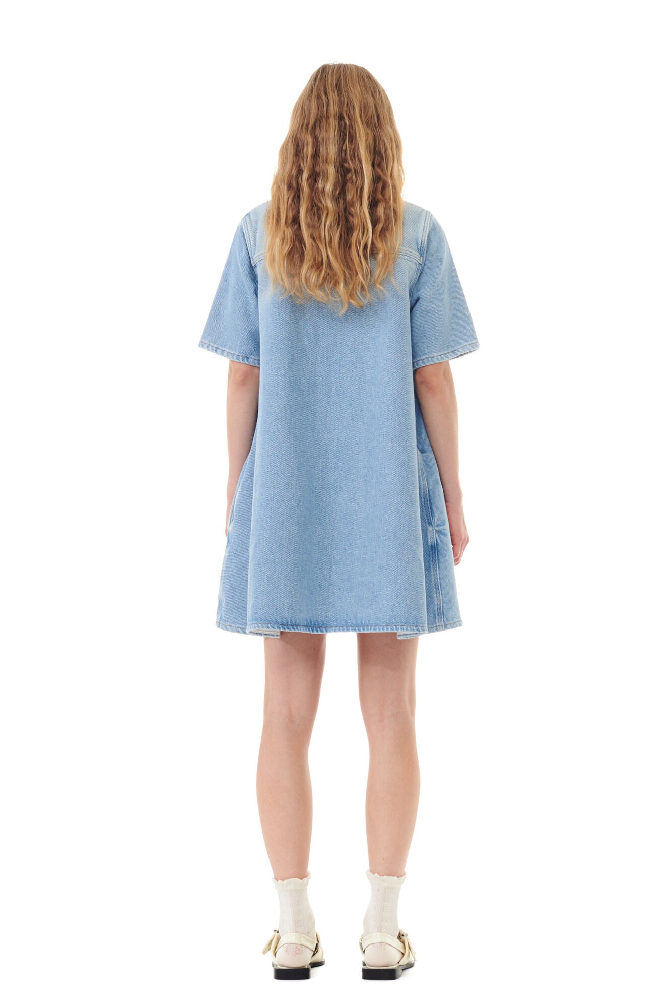 Ganni Heavy Denim Mini Dress Tint Wash - hvittrad.no