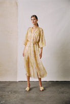 byTiMo Cupro Shift Dress Yellow Rose - hvittrad.no