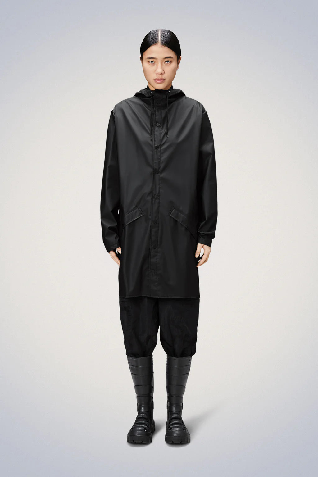 Rains Long Jacket W3 Black - hvittrad.no