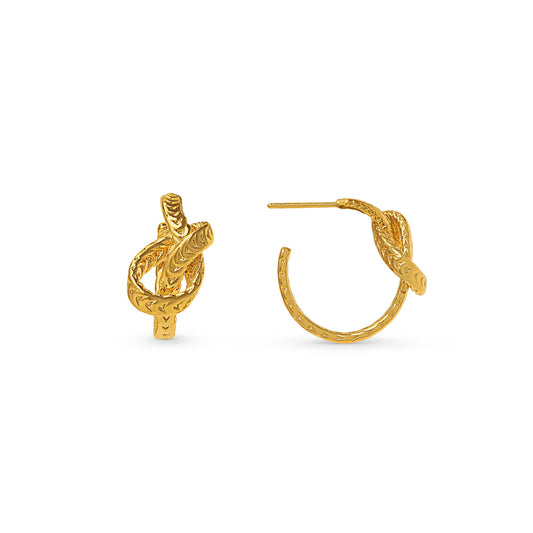 Orelia Textured Knot Hoop Earrings Gold - hvittrad.no