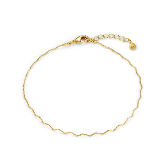 Fine Wave Anklet Gold