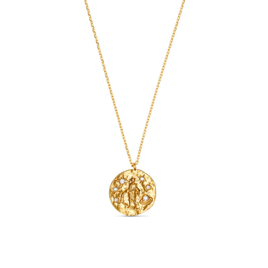 Aquarius Zodiac Necklace Gold