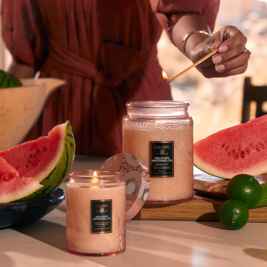 Voluspa Large Jar Candle - Kalahari Watermelon 510g - hvittrad.no