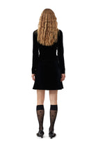 Ganni Velvet Jersey Mini Dress Black - hvittrad.no