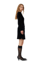 Ganni Velvet Jersey Mini Dress Black - hvittrad.no