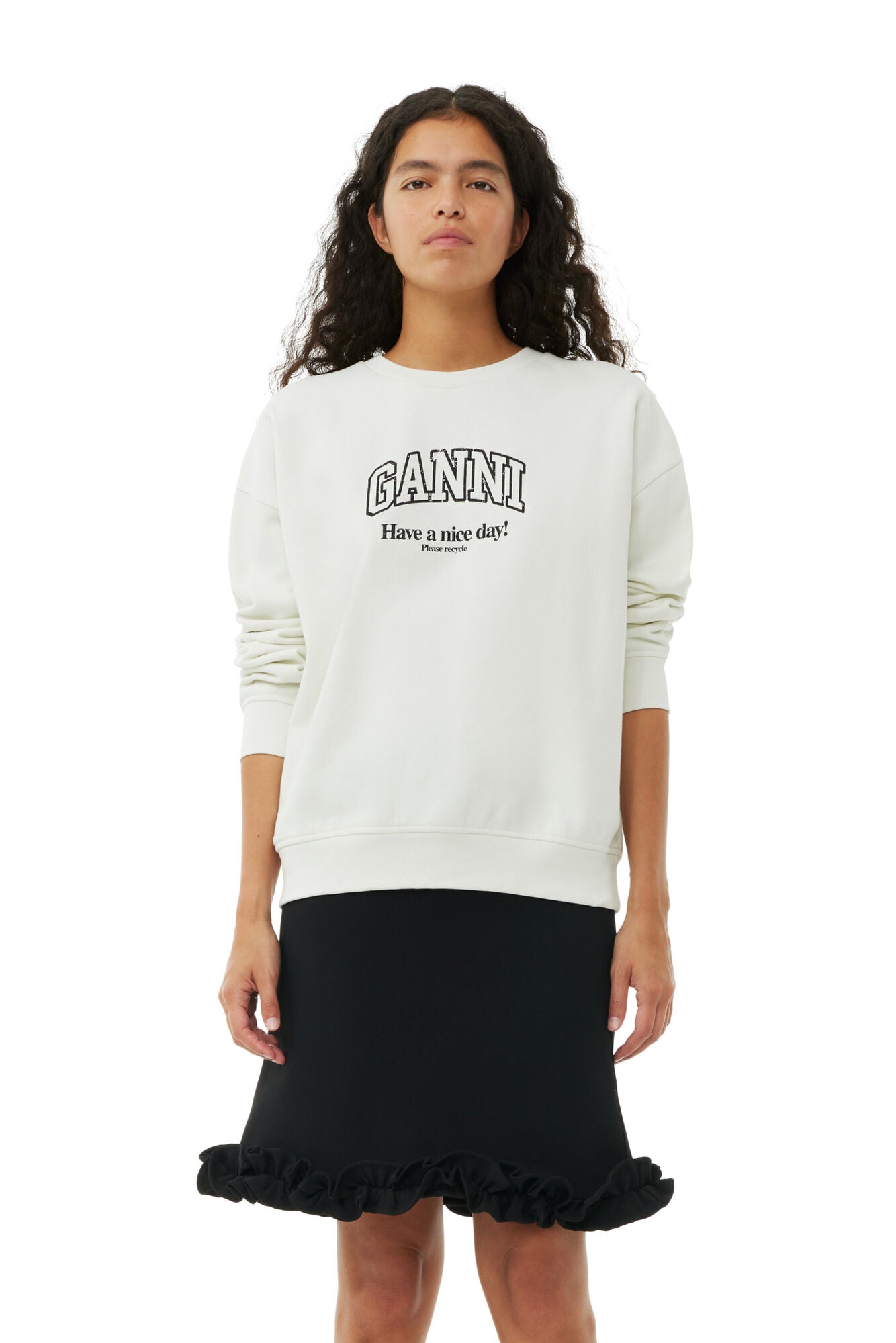 Ganni Isoli Ganni Oversized Sweatshirt Egret - hvittrad.no