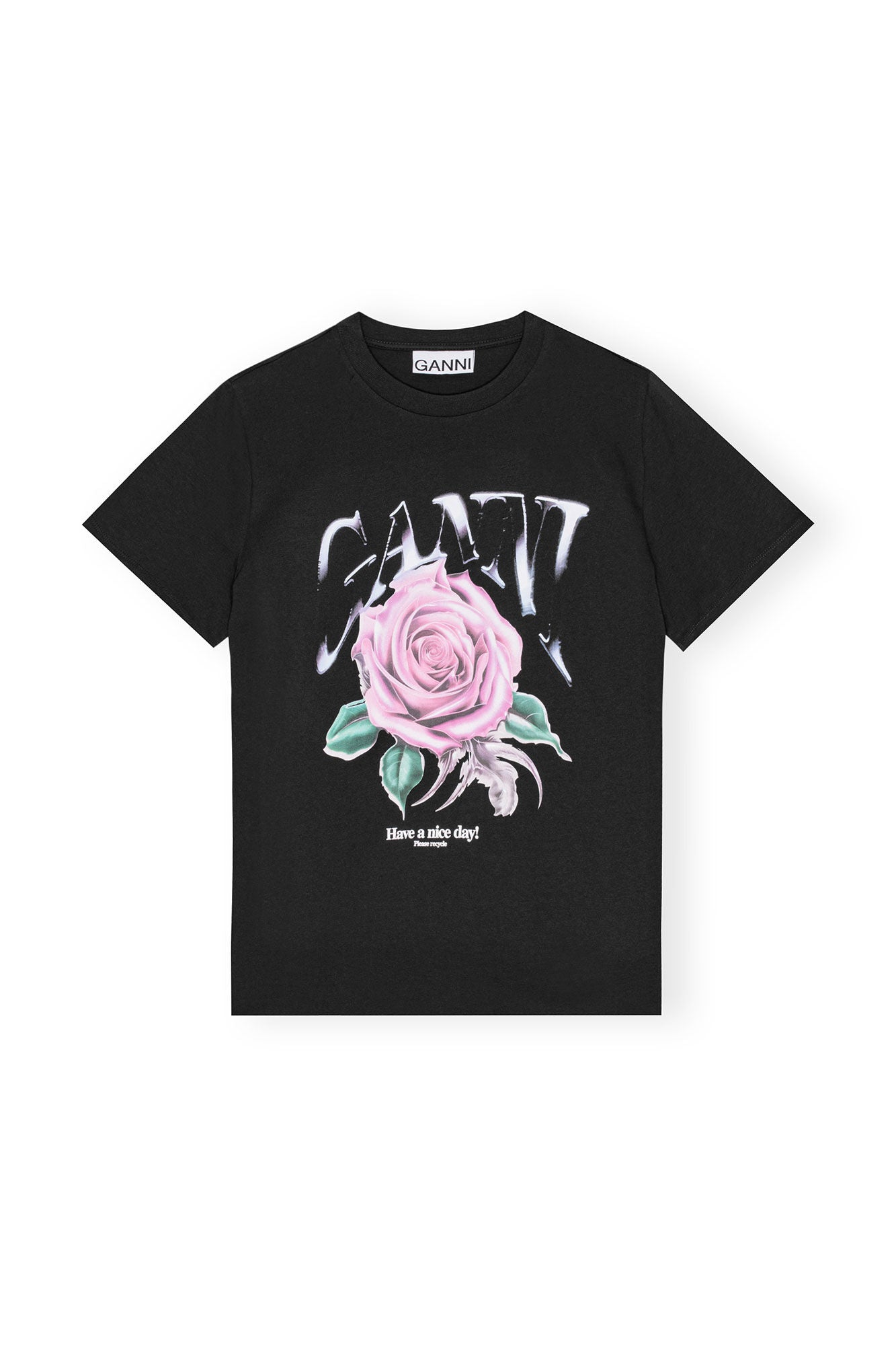 GANNI Basic Jersey Rose Relaxed T-shirt Phantom - hvittrad.no