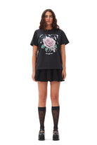 GANNI Basic Jersey Rose Relaxed T-shirt Phantom - hvittrad.no