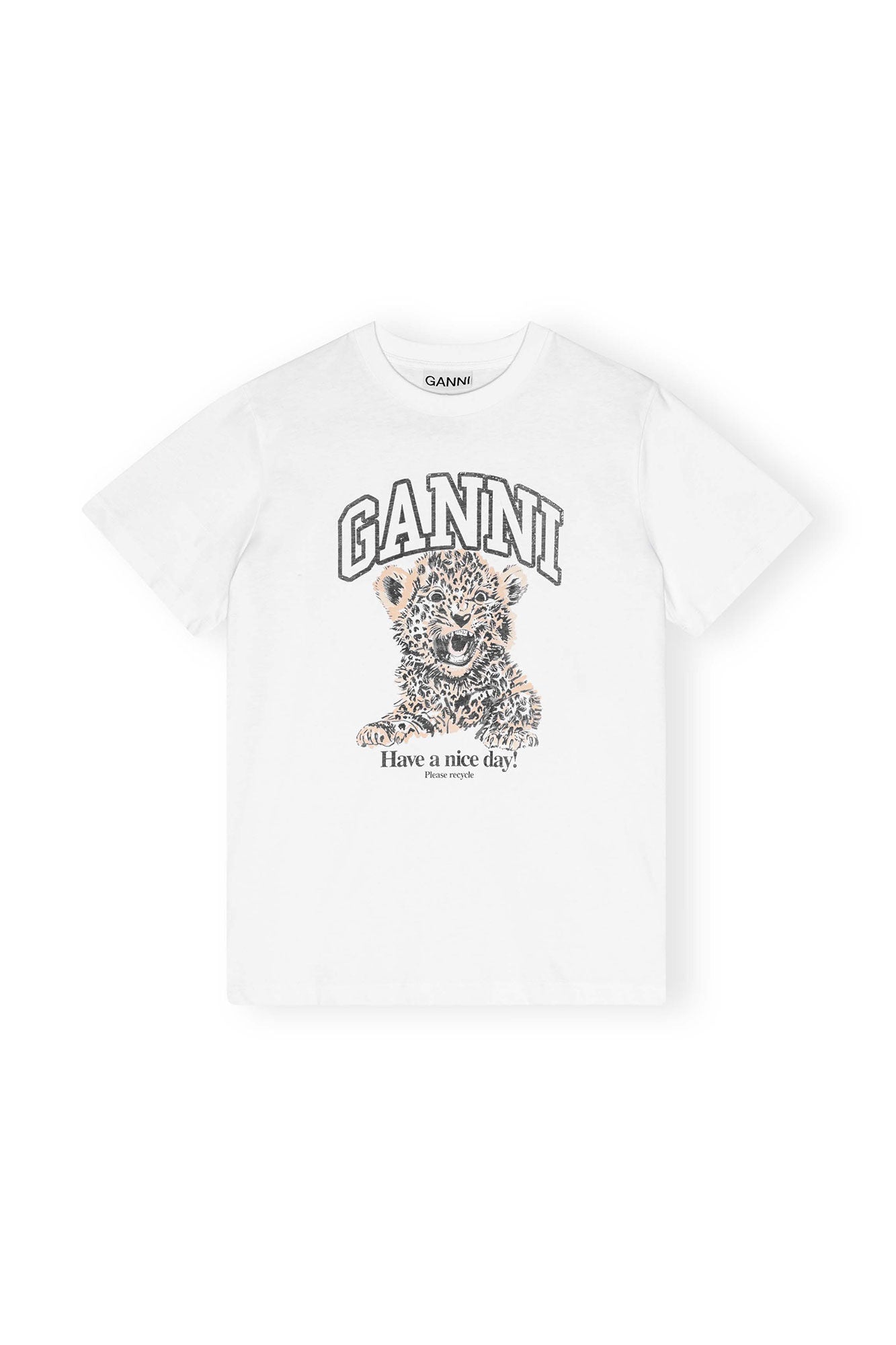 GANNI Basic Jersey Leopard Relaxed T-Shirt Leopard - hvittrad.no