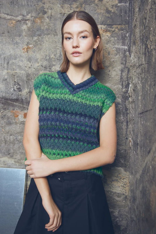 Noella Gio Knit Vest Green Mix - hvittrad.no