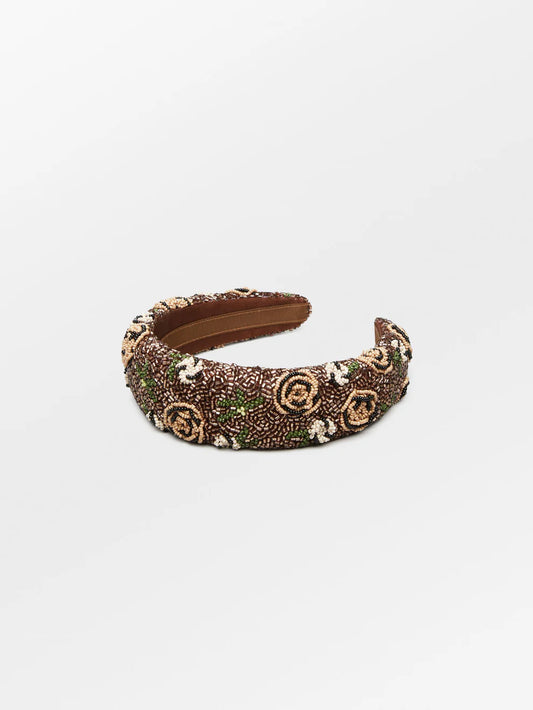 Florian Wide Beaded Hairbrace Cinnamon Brown