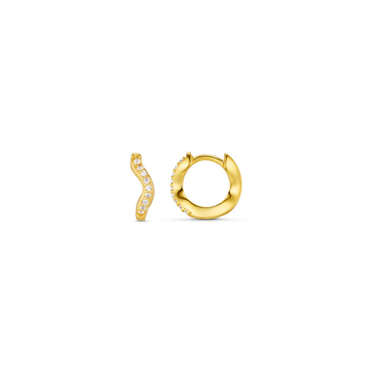 Fine Pave Wave Micro Hoop Gold