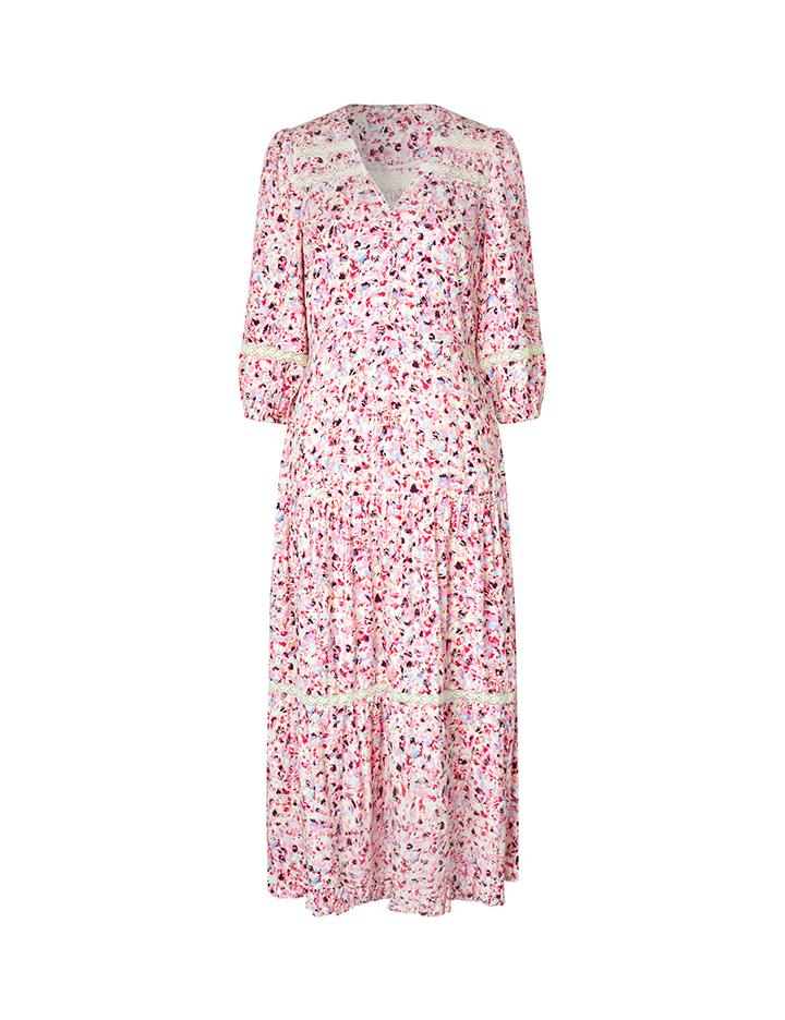 Mbym Shanaya V Lace-M Dress Betania Print - hvittrad.no